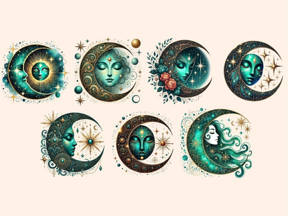 Mystical Moons (P12) Clipart Celestial Moons - Wonders Artist