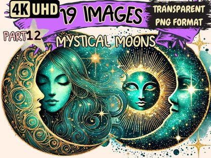 Mystical Moons (P12) Clipart Celestial Moons - Wonders Artist
