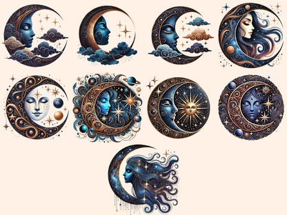 Mystical Moons (P13) Clipart Celestial Moons - Wonders Artist