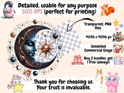 Mystical Moons (P13) Clipart Celestial Moons - Wonders Artist