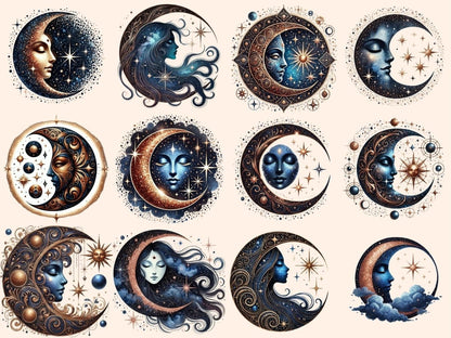 Mystical Moons (P13) Clipart Celestial Moons - Wonders Artist