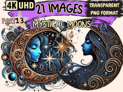 Mystical Moons (P13) Clipart Celestial Moons - Wonders Artist