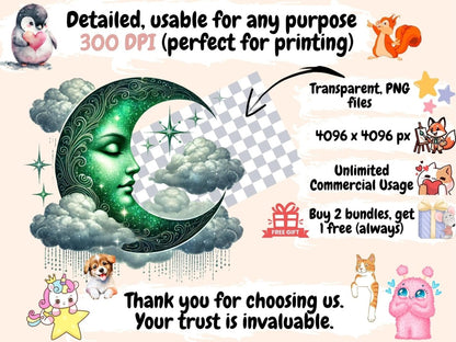 Mystical Moons (P14) Clipart Celestial Moons - Wonders Artist