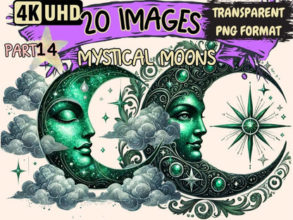 Mystical Moons (P14) Clipart Celestial Moons - Wonders Artist