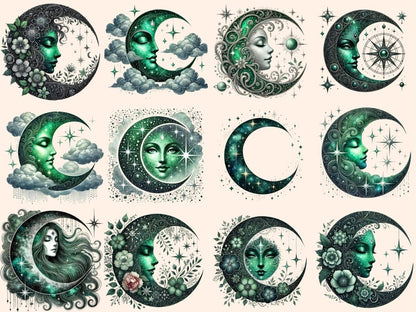 Mystical Moons (P14) Clipart Celestial Moons - Wonders Artist