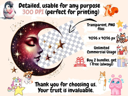 Mystical Moons (P15) Clipart Celestial Moons - Wonders Artist