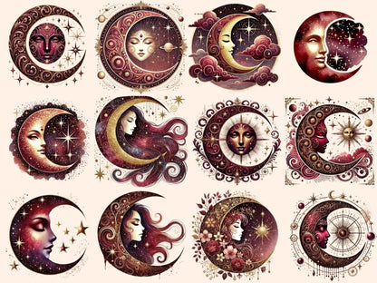 Mystical Moons (P15) Clipart Celestial Moons - Wonders Artist