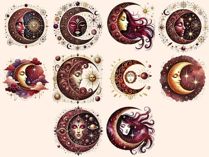 Mystical Moons (P15) Clipart Celestial Moons - Wonders Artist