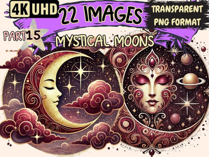Mystical Moons (P15) Clipart Celestial Moons - Wonders Artist