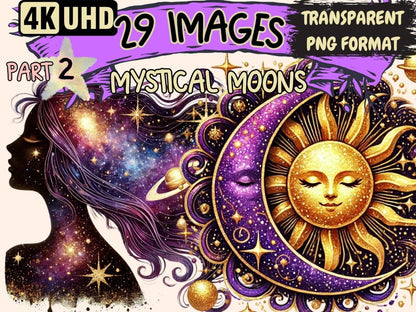 Mystical Moons (P2) Clipart Celestial Moons - Wonders Artist