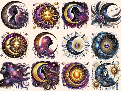 Mystical Moons (P2) Clipart Celestial Moons - Wonders Artist