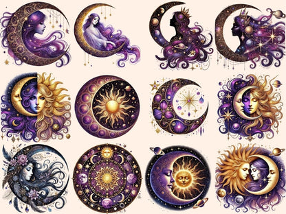 Mystical Moons (P3) Clipart Celestial Moons - Wonders Artist