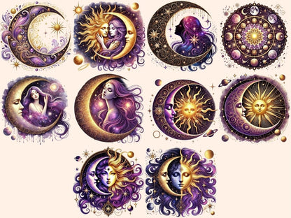 Mystical Moons (P3) Clipart Celestial Moons - Wonders Artist