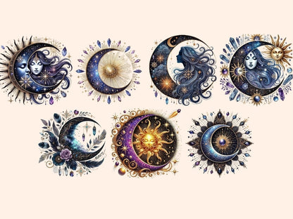 Mystical Moons (P3) Clipart Celestial Moons - Wonders Artist