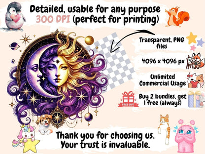 Mystical Moons (P3) Clipart Celestial Moons - Wonders Artist