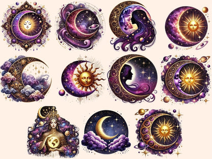 Mystical Moons (P4) Clipart Celestial Moons - Wonders Artist