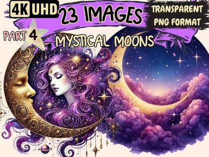 Mystical Moons (P4) Clipart Celestial Moons - Wonders Artist