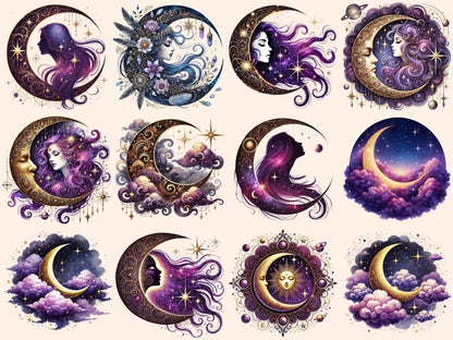 Mystical Moons (P4) Clipart Celestial Moons - Wonders Artist