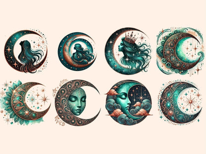 Mystical Moons (P5) Clipart Celestial Moons - Wonders Artist