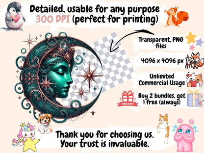 Mystical Moons (P5) Clipart Celestial Moons - Wonders Artist