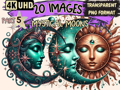 Mystical Moons (P5) Clipart Celestial Moons - Wonders Artist