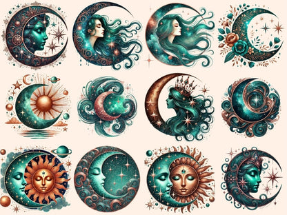 Mystical Moons (P5) Clipart Celestial Moons - Wonders Artist