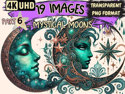 Mystical Moons (P6) Clipart Celestial Moons - Wonders Artist