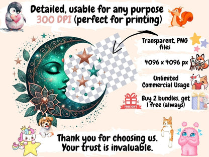 Mystical Moons (P7) Clipart Celestial Moons - Wonders Artist