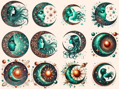 Mystical Moons (P7) Clipart Celestial Moons - Wonders Artist