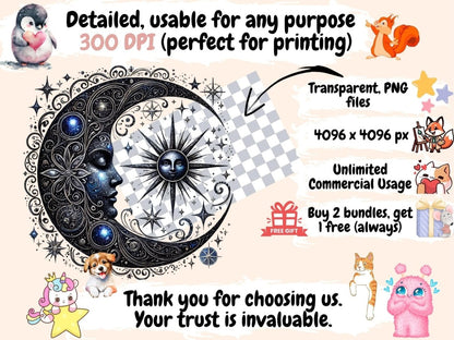 Mystical Moons (P8) Clipart Celestial Moons - Wonders Artist