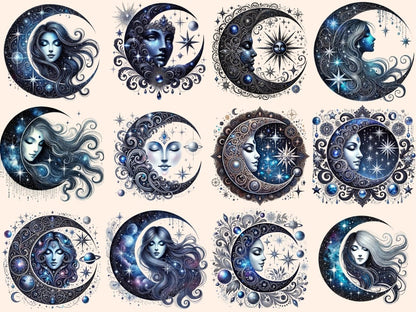 Mystical Moons (P8) Clipart Celestial Moons - Wonders Artist