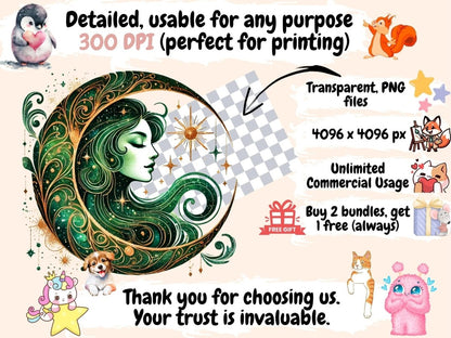 Mystical Moons (P9) Clipart Celestial Moons - Wonders Artist