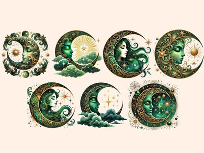 Mystical Moons (P9) Clipart Celestial Moons - Wonders Artist