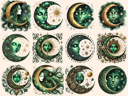 Mystical Moons (P9) Clipart Celestial Moons - Wonders Artist