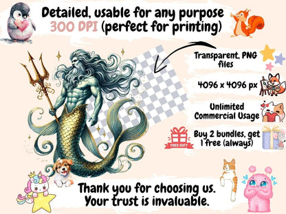 Mythic Waters Clipart aquatic digital art - Wonders Artist