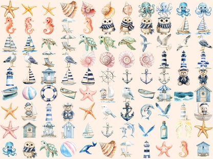 Nautical Adventure Watercolor Clipart Adventure Clipart - Wonders Artist