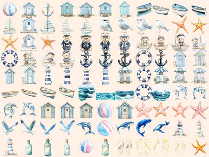 Nautical Adventure Watercolor Clipart Adventure Clipart - Wonders Artist