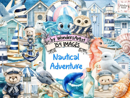 Nautical Adventure Watercolor Clipart Adventure Clipart - Wonders Artist