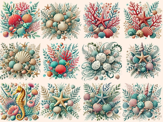 Nautische Blumensträuße Clipart