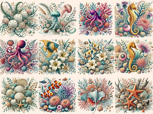 Nautische Blumensträuße (P2) Clipart