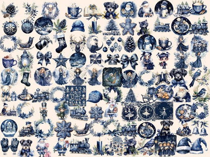 Navy Christmas Watercolor Clipart blue christmas png - Wonders Artist