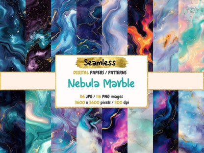 Nebula Marble Seamless Digital Paper Celestial Marble Art - Wonders Artist