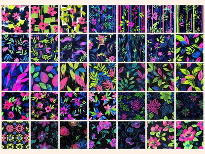 Neon Botanicals Seamless Pattern Digital Papers botanical digital - Wonders Artist
