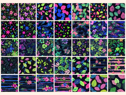 Neon Botanicals Seamless Pattern Digital Papers botanical digital - Wonders Artist