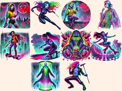 Neon Vampires Clipart bright halloween png colorful vampire png fantasy vampire png - WondersArtist