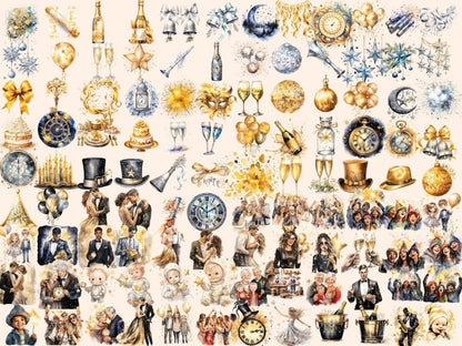 New Year's 2024 Watercolor Clipart 2024 clipart - Wonders Artist