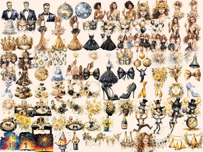 New Year's 2024 Watercolor Clipart 2024 clipart - Wonders Artist