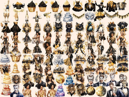 New Year's 2024 Watercolor Clipart 2024 clipart - Wonders Artist