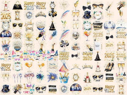 New Year's Eve Watercolor Clipart Celebration Clipart - Wonders Artist