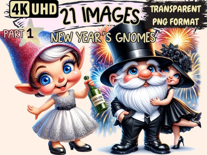New Year's Gnomes Clipart 2024 gnome art - Wonders Artist